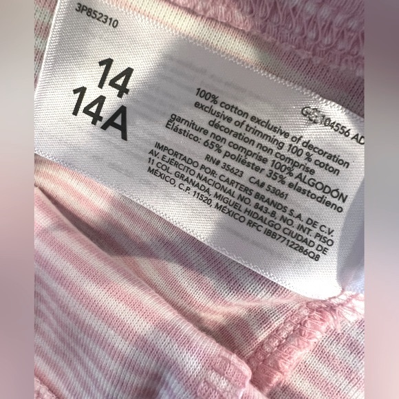 NWT- CARTERS 2 Pc PJ Set / Pink & White Striped Leggings & Pink, Long Sleeve Top - Picture 12 of 12